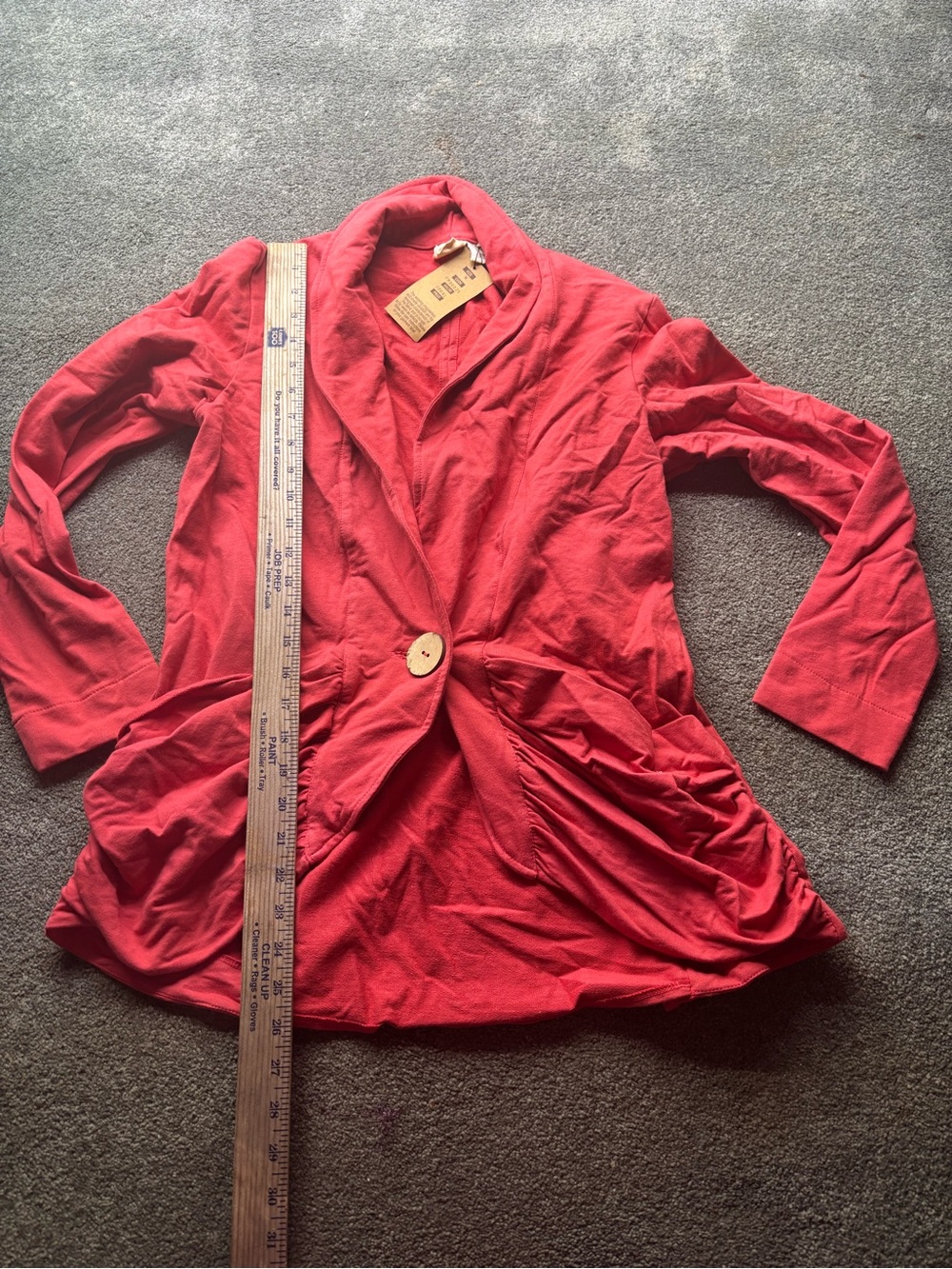 Acacia Coral-Red Single wooden Button Blazer cotton red